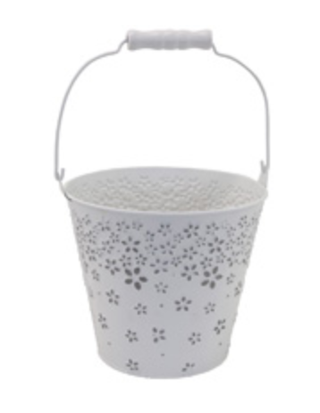Flower Bucket in Pink, Yellow, White
