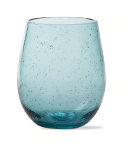 Stemless Wine Bubble Glass - Aqua
