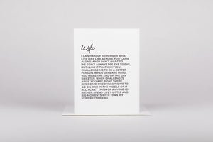 Letter To Wife Card