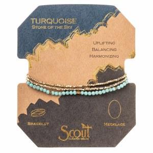 Turquoise/Gold - Stone of the Sky - Wrap Bracelet/Necklace - 20"